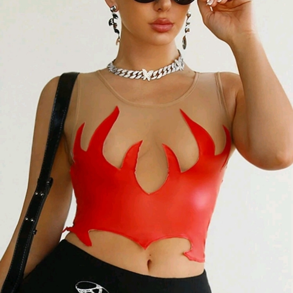 Nwt   cropped plu leather and mesh tank - Picture 6 of 6